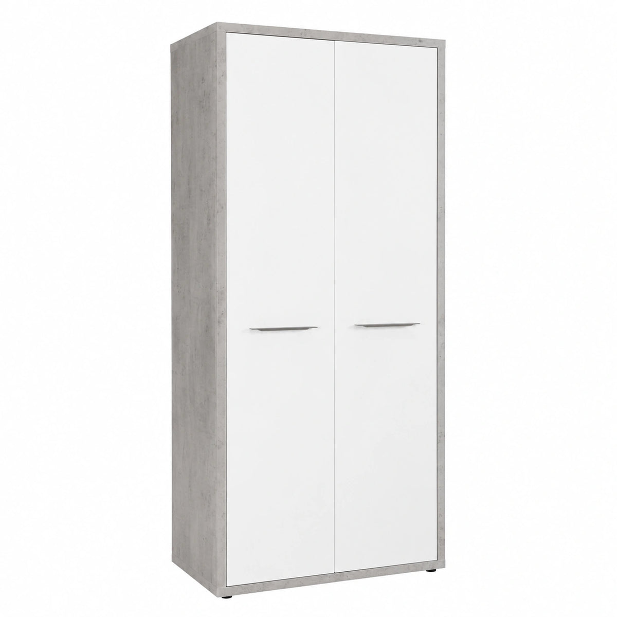 Mobile Armadio della Linea DISEGNO con 2 Ante, Mobile Contenitore Archivio, (LxAxP) 81,60 × 217,50 × 35,70 cm, Colore Cemento e Bianco Laccato