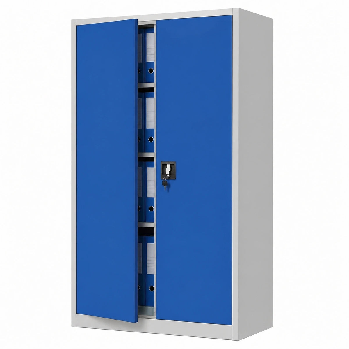 Armadio da Ufficio C001 II Archivio per Officina in Metallo Verniciato a polvere Chiudibile 185 cm x 115 cm x 40 cm (Grigio-Blu)