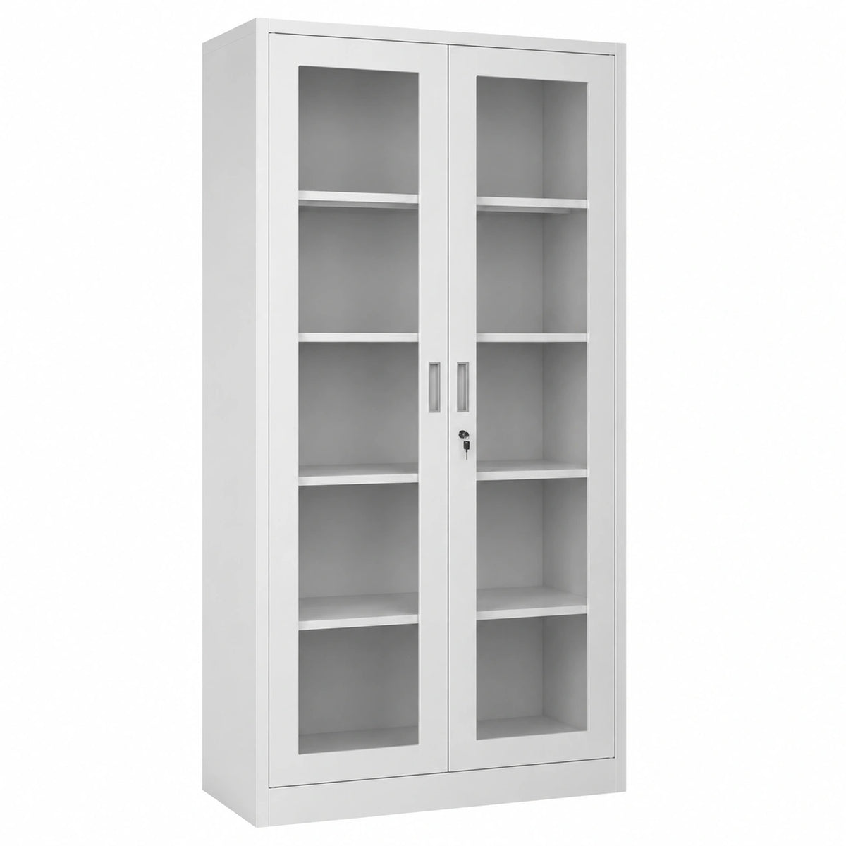 Armadio da Ufficio C012 Armadietto dei Medicinalicon Vetrina in Vetro in Metallo Verniciato a polvere Chiudibile 185 cm x 90 cm x 40 cm (Grigio)
