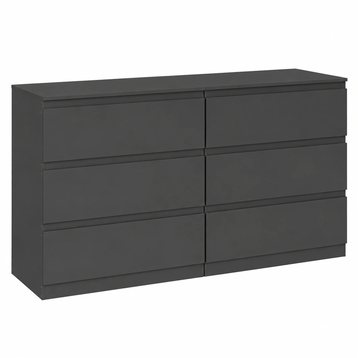 Cassettiera nera con 6 cassetti, per camera da letto, Cassettiera larga 140 cm, stabile, con molto spazio per soggiorno