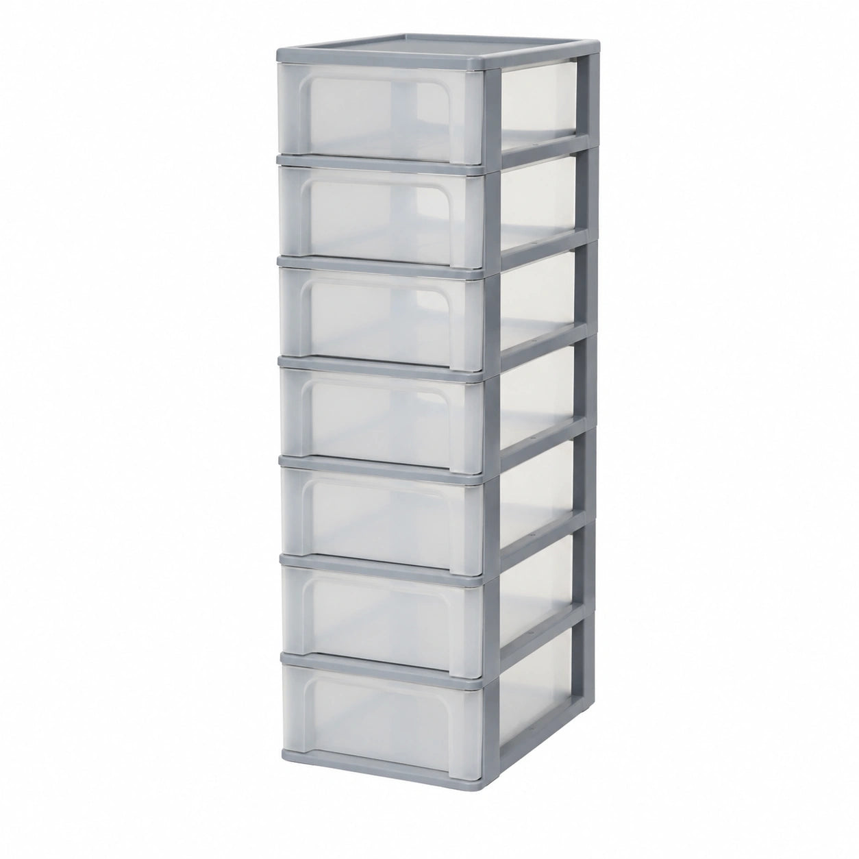 Cassettiera in Plastica, Portaoggetti, 8 Cassetti Medi, Grigio, Apertura Facile