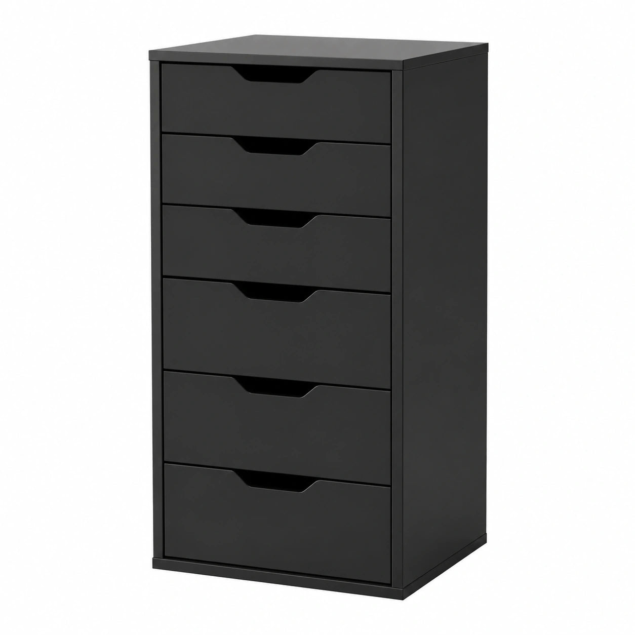 Cassettiera Camera da Letto con 6 Cassetti 40 × 45 × 90.5cm Nero, Cassettiera Salvaspazio, Senza Maniglia, salvaspazio verticale, Ingombro Ridotto