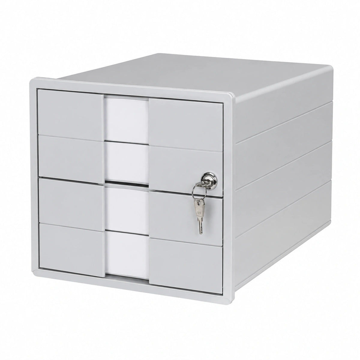 Cassettiera IMPULS, moderno per formati di carta DIN A4, C4 con 3 cassetti chiusi e serratura, incluso inserto, grigio chiaro 1018-11