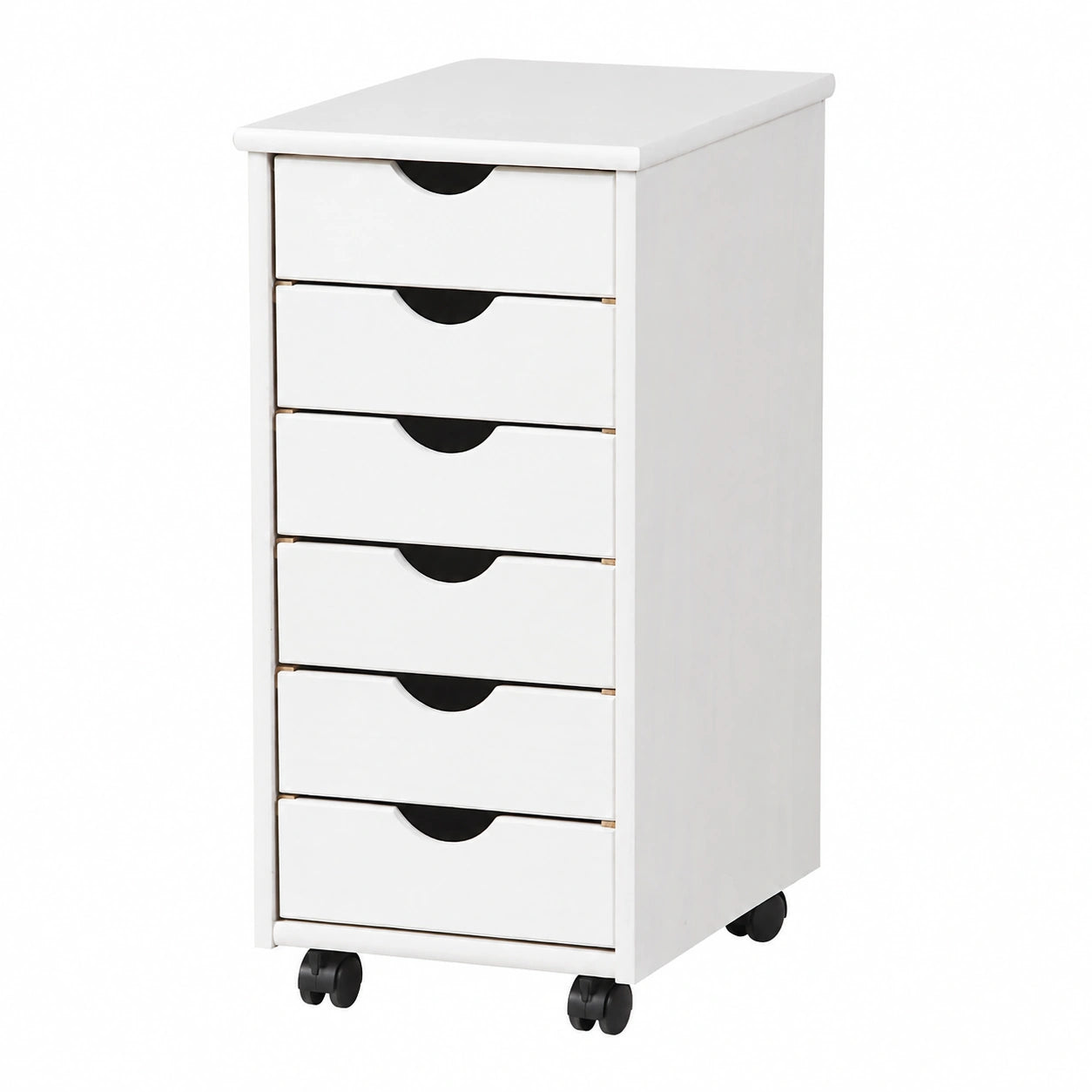 Cassettiera da Ufficio a Sei cassetti su Ruote, Colore Bianco, cm 36 × 65 × 40