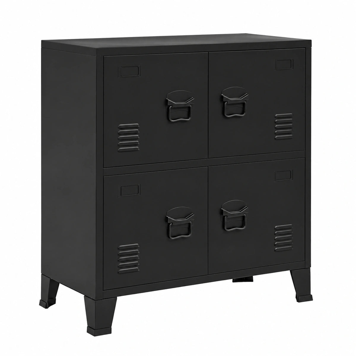 VidaXL Classificatore a 4 Ante Stile Industriale Armadietto Scaffale Mobile Schedario Ufficio Armadio Casellario Libreria Nero in Acciaio
