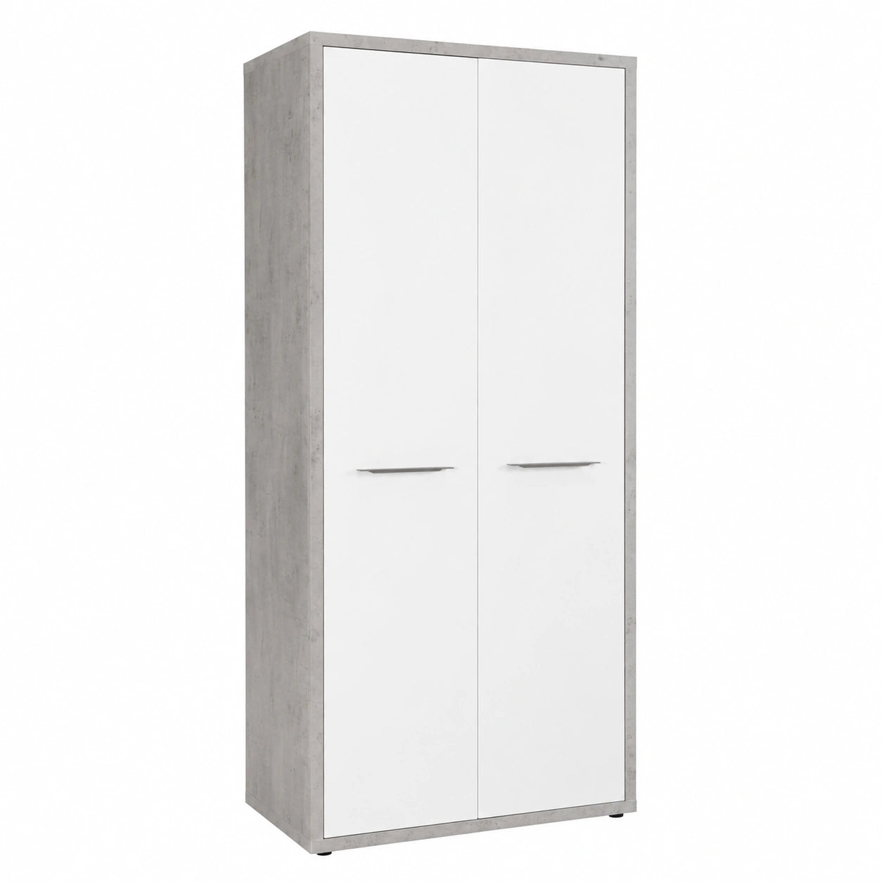 Mobile Armadio della Linea DISEGNO con 2 Ante, Mobile Contenitore Archivio, (LxAxP) 81,60 × 217,50 × 35,70 cm, Colore Cemento e Bianco Laccato