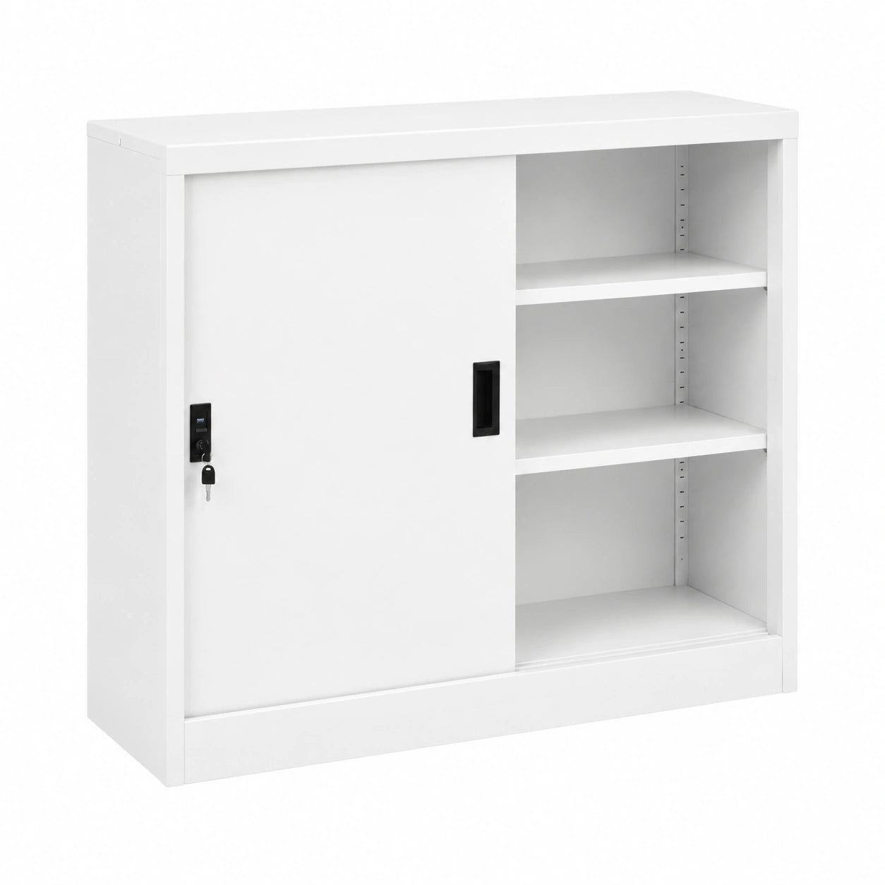 Armadio per Ufficio Anta Scorrevole Bianco 90 × 40 × 90cm Acciaio