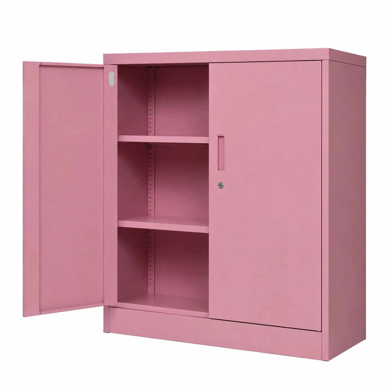 Armadio da Ufficio C001B Archivio per Officina in Metallo Verniciato a polvere Chiudibile 92,5 cm x 90 cm x 40 cm (Rosa)