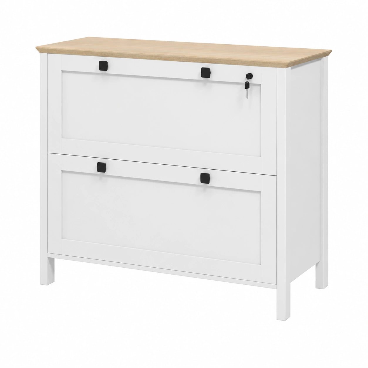 Armadietto Portadocumenti con Serratura, 76 × 40 × 76 cm, Bianco, 2 Cassetti, con Chiavi