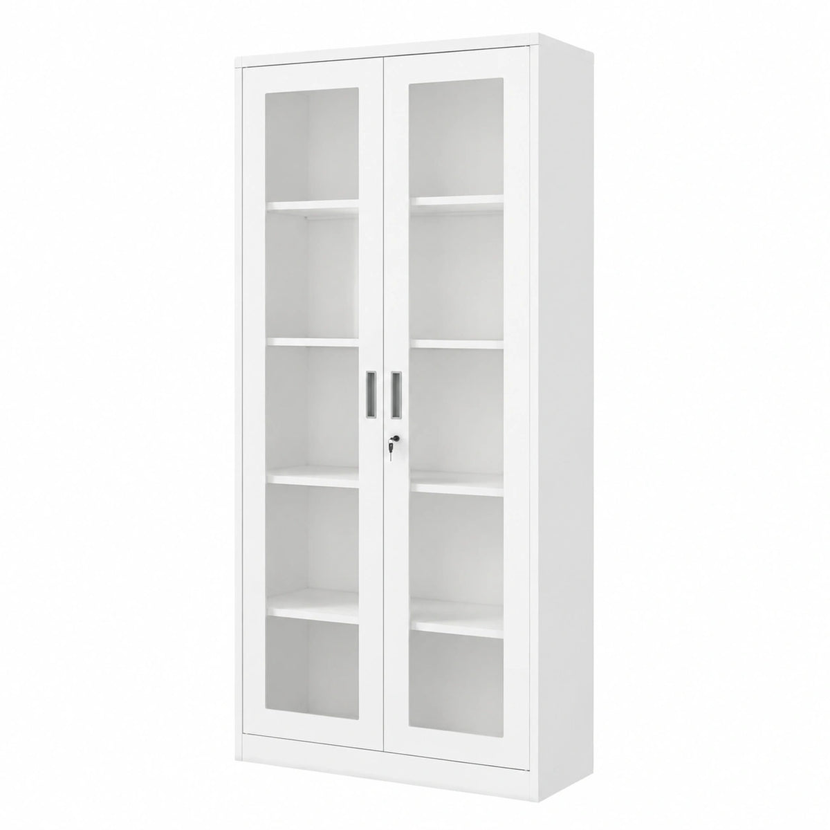 Armadio da Ufficio C012 Armadietto dei Medicinalicon Vetrina in Vetro in Metallo Verniciato a polvere Chiudibile 185 cm x 90 cm x 40 cm (Bianco)