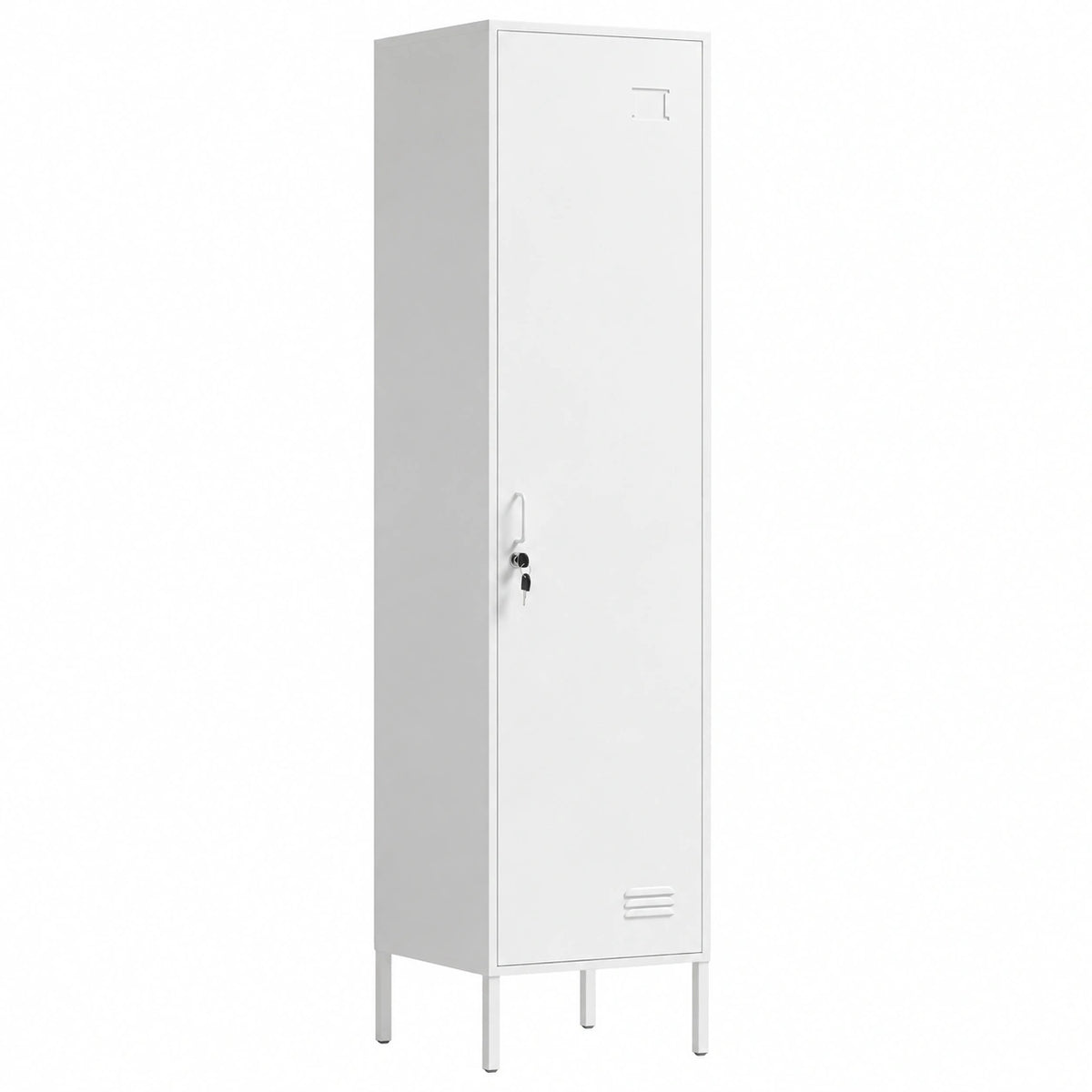 Armadietto Spogliatoio Slim Acciaio con Chiave 40 × 40 × 179cm Bianco, Portanome, Armadio Metallico Multiuso Salvaspazio, Appendiabiti, Ripiano