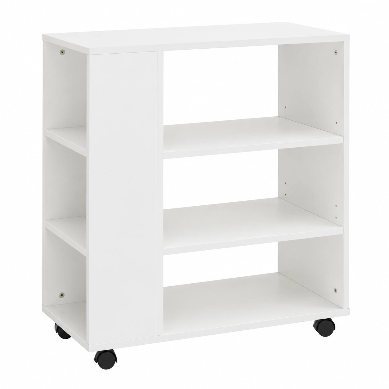 Mobiletto per Stampante con 7 Scomparti e Ruote, Ufficio 60 × 35 × 75cm, Carrello Porta Stampante in PB(E1), 35 cm Compatto, 1 Ripiano Regolabile