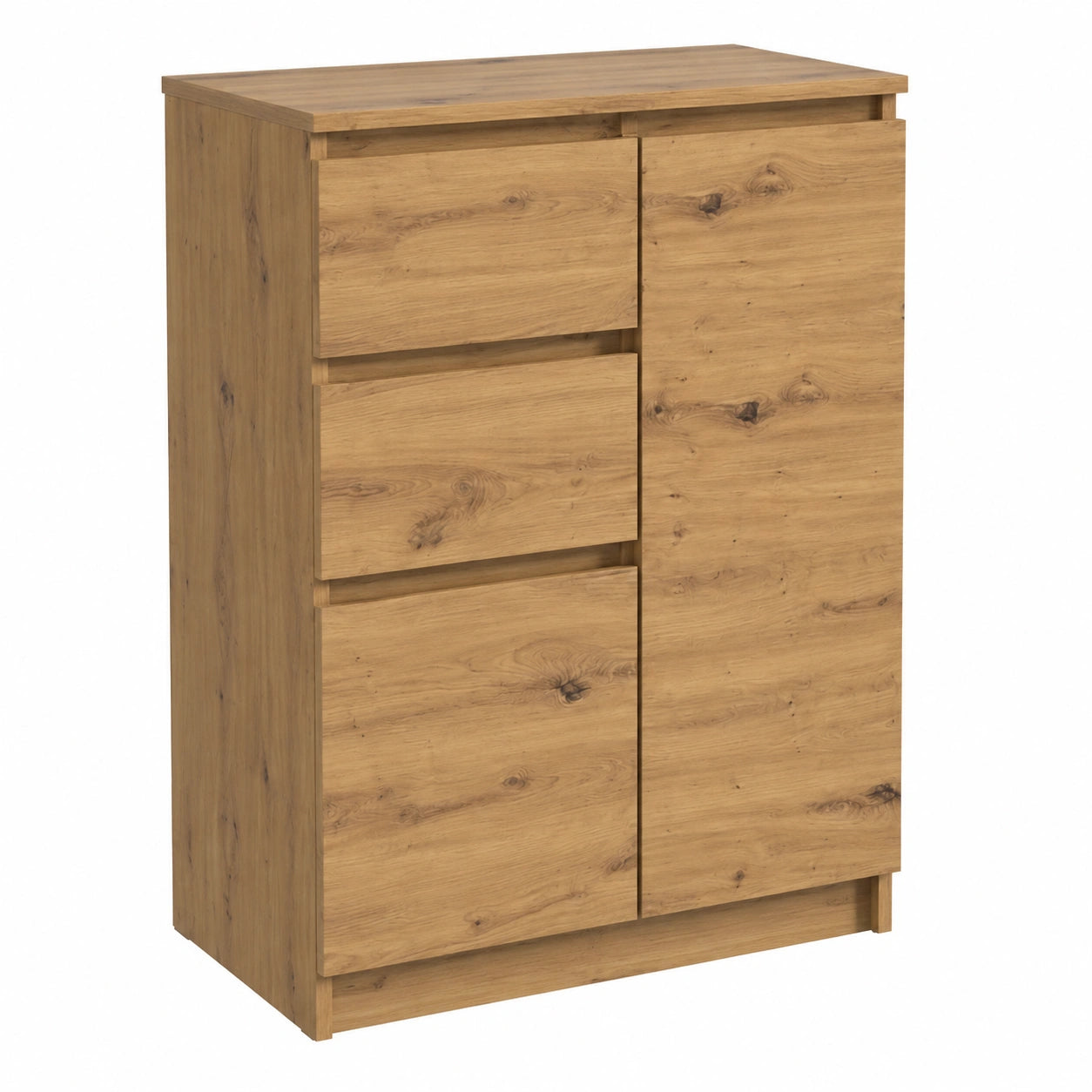 Cassettiera Compatta con 2 Ante e 2 Cassetti Mobile Contenitore Stretto per Ingresso Camera e Ufficio Salvaspazio 70 × 40 × 97 cm - Rovere Artisan