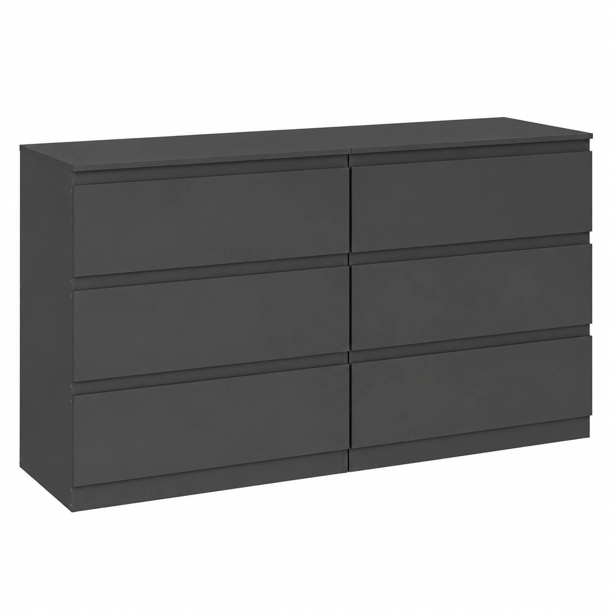 Cassettiera nera con 6 cassetti, per camera da letto, Cassettiera larga 140 cm, stabile, con molto spazio per soggiorno