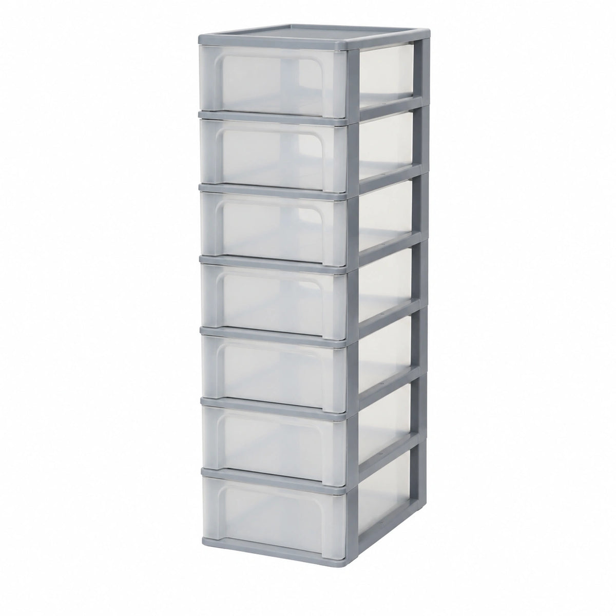 Cassettiera in Plastica, Portaoggetti, 8 Cassetti Medi, Grigio, Apertura Facile