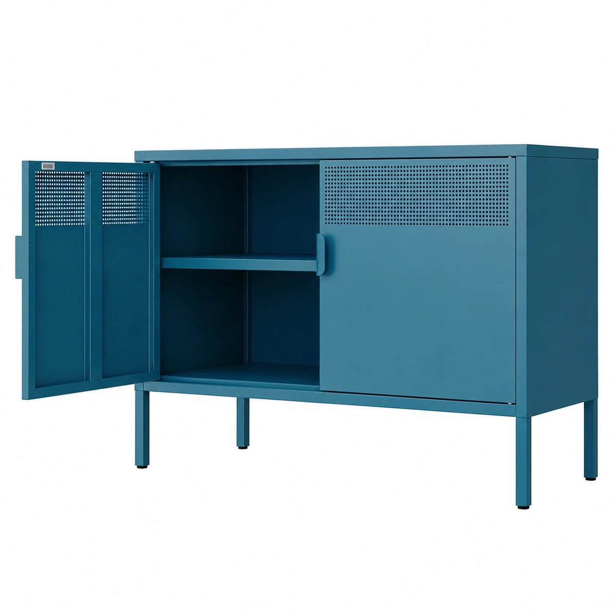 Mobile Contenitore in Acciaio a 2 Ante con Ripiano Regolabile e Chiusura Magnetica, Armadio per Ufficio e Casa, Armadio in Acciaio, 40 × 100 × 64 cm