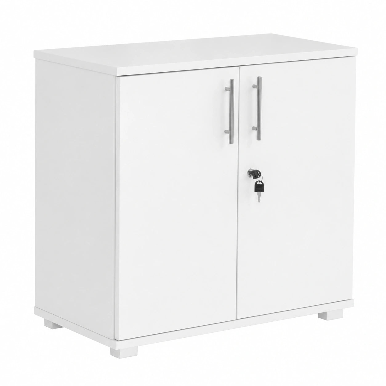 Armadietto da ufficio con 2 ante e serratura, altezza 73 cm, altezza regolabile, bianco