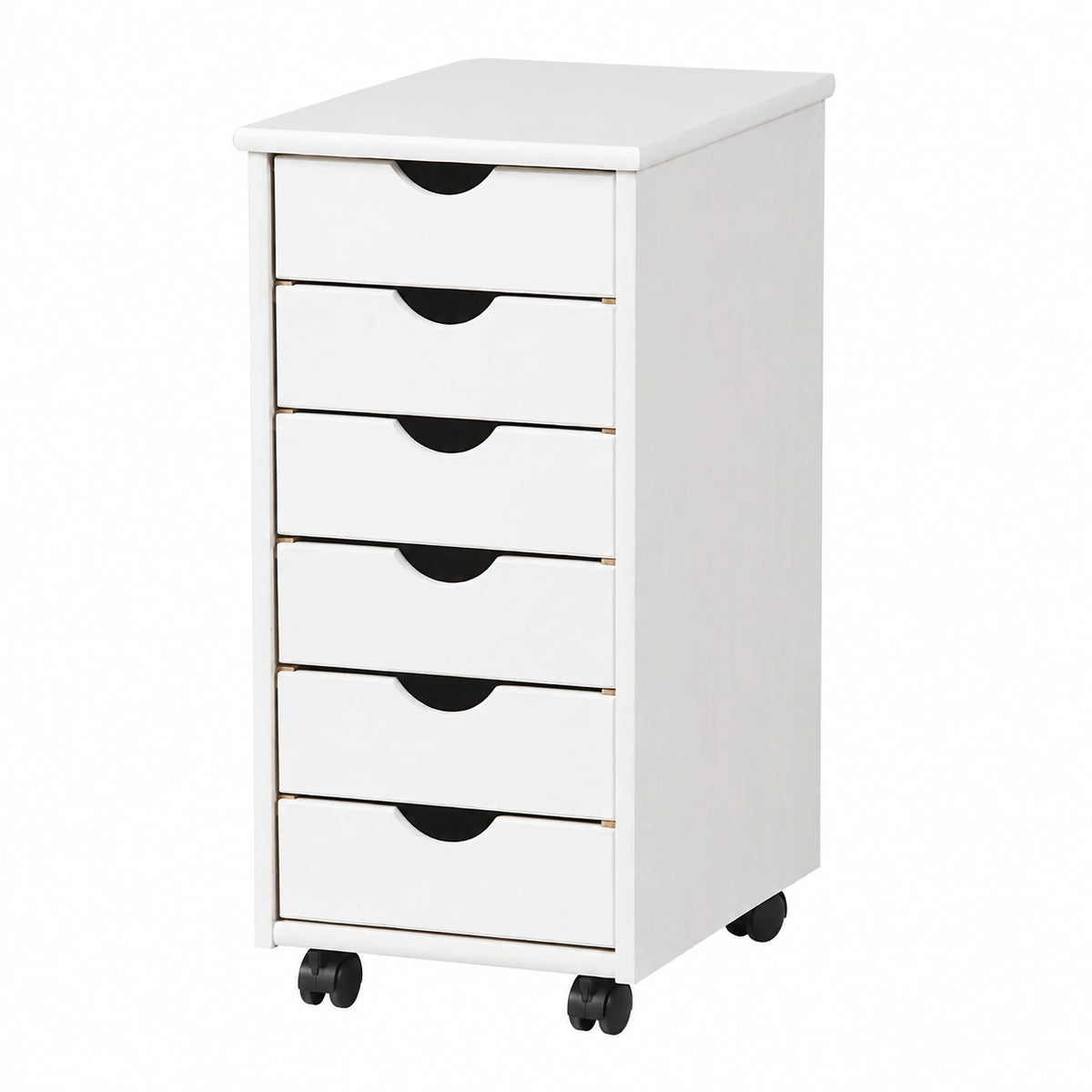 Cassettiera da Ufficio a Sei cassetti su Ruote, Colore Bianco, cm 36 × 65 × 40